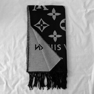 Louis Vuitton Cashmere Scarf Black 70x19